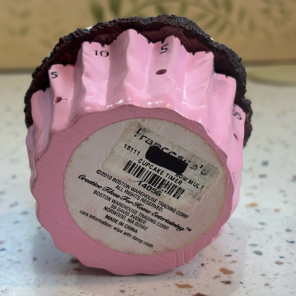 Pink Cupcake Kitchen Timer - Decorative‎ White Frosting Design